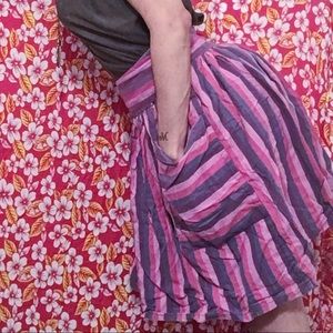 Apron Style Striped Mini Skirt